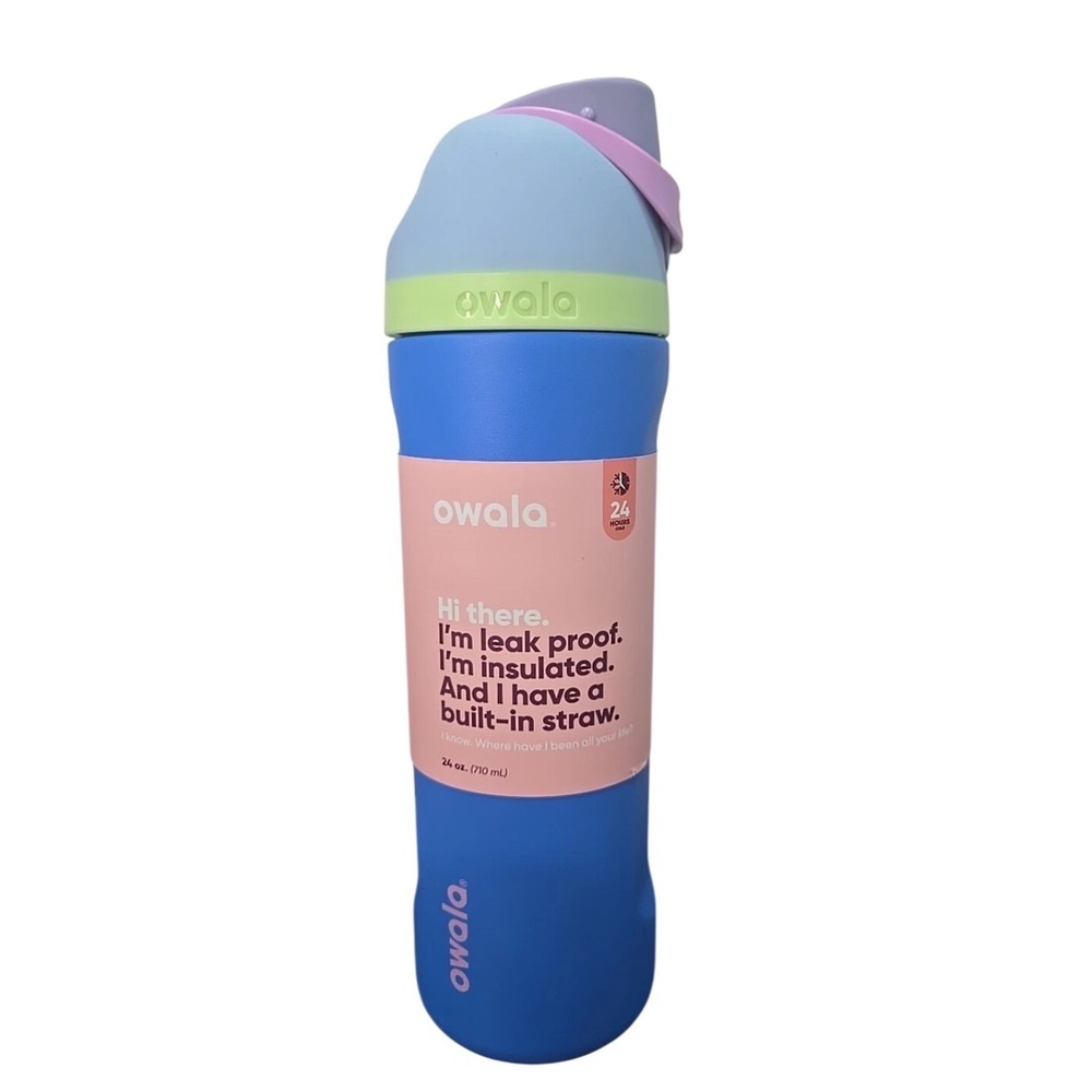 Owala‎ FreeSip 24oz Insulated Stainless Steel Water Bottle Hummingbird Blue Pink